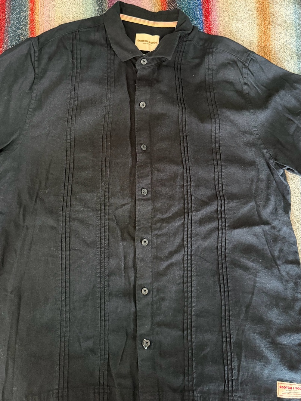 Scotch & Soda Navy Linen Blend Shirt